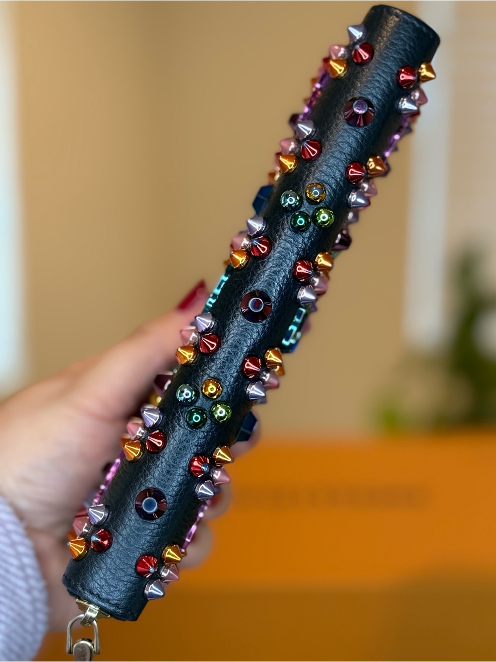 π³πππ π΅ππ Christian Louboutin Black Zip-Around Wallet with Multicolor Crystals - Picture 7 of 10